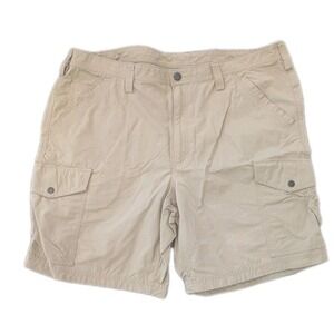 Duluth Trading Men's 42 Lightweight Cargo Shorts Khaki 9" Inseam Nylon Hiking